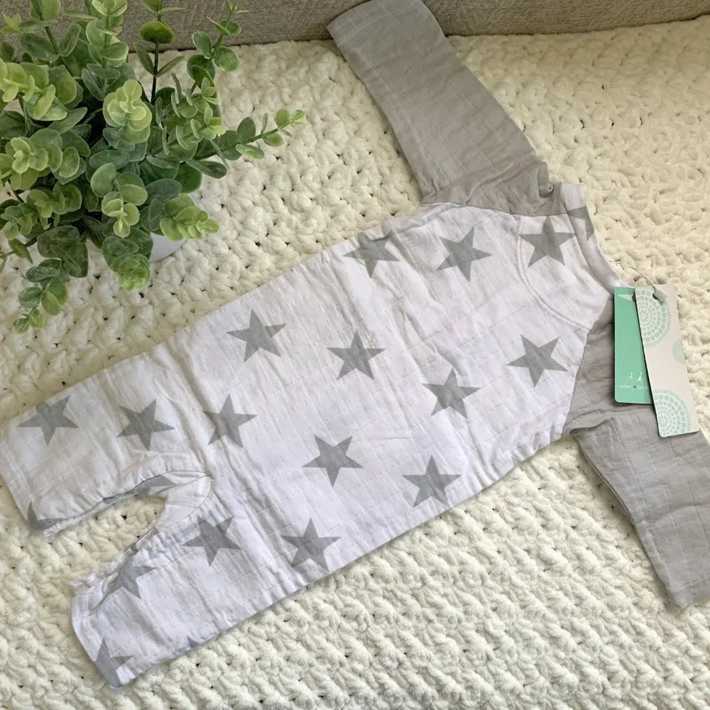 NWT Baby ADEN + ANAIS Onesie Romper (White/Gray) 3-6M - Picture 2 of 6